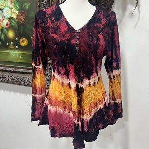 Women's Tie-Dye Button-Up Top  size S/M